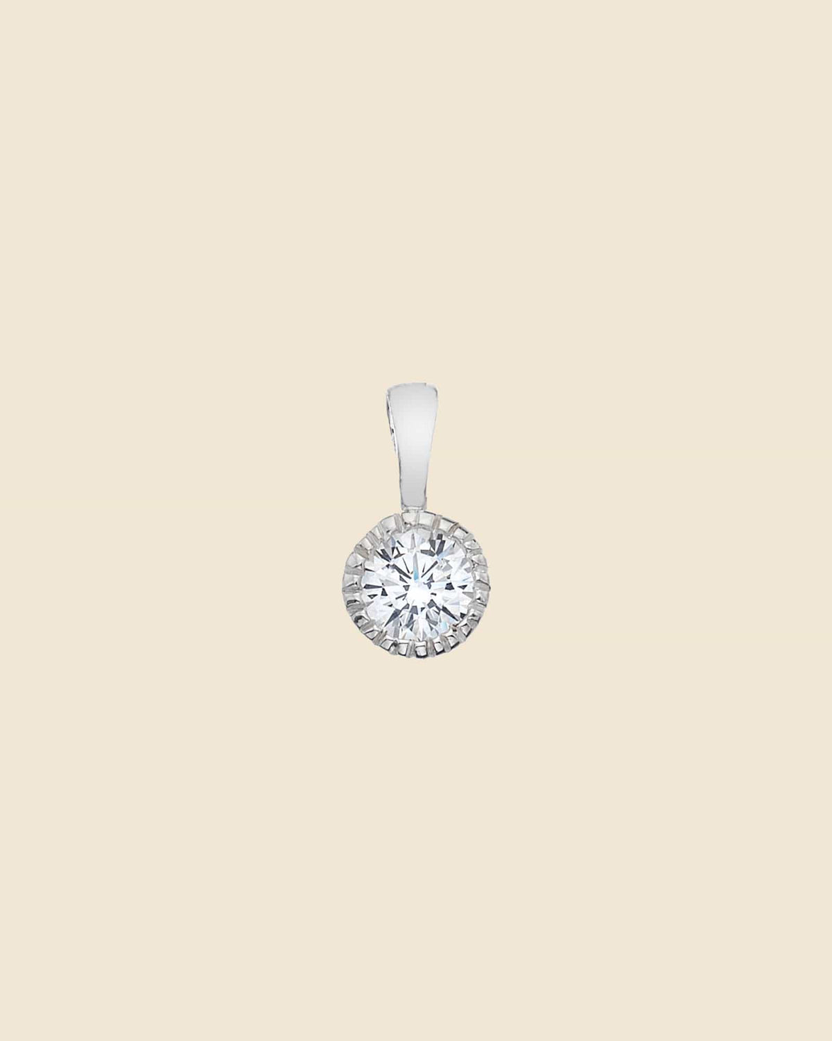 Small Sterling Silver and Cubic Zirconia Round Pendant
