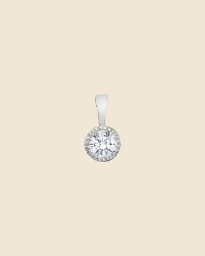 Small Sterling Silver and Cubic Zirconia Round Pendant
