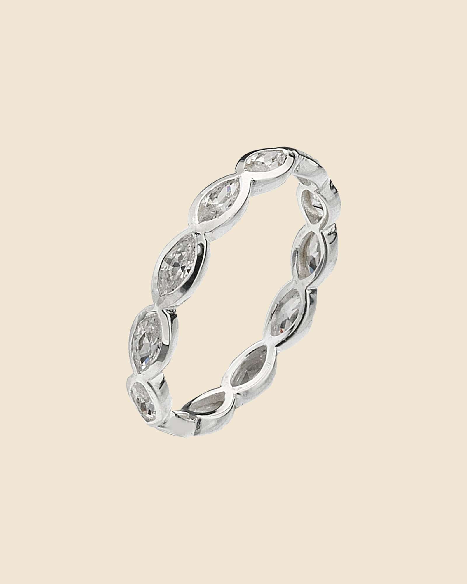 Sterling Silver and Cubic Zirconia Marquise Band Ring