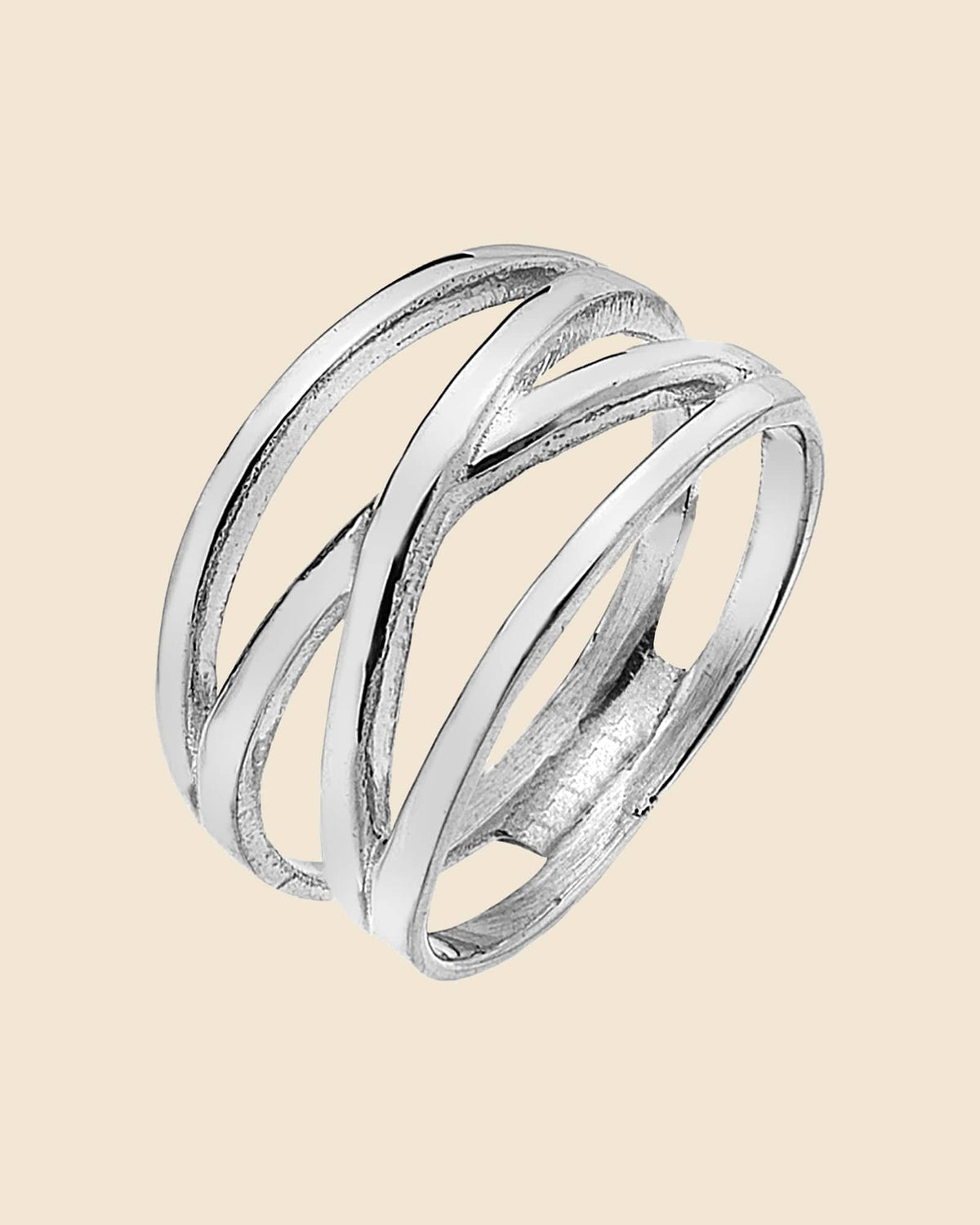 Sterling Silver Crossing Bands Ring