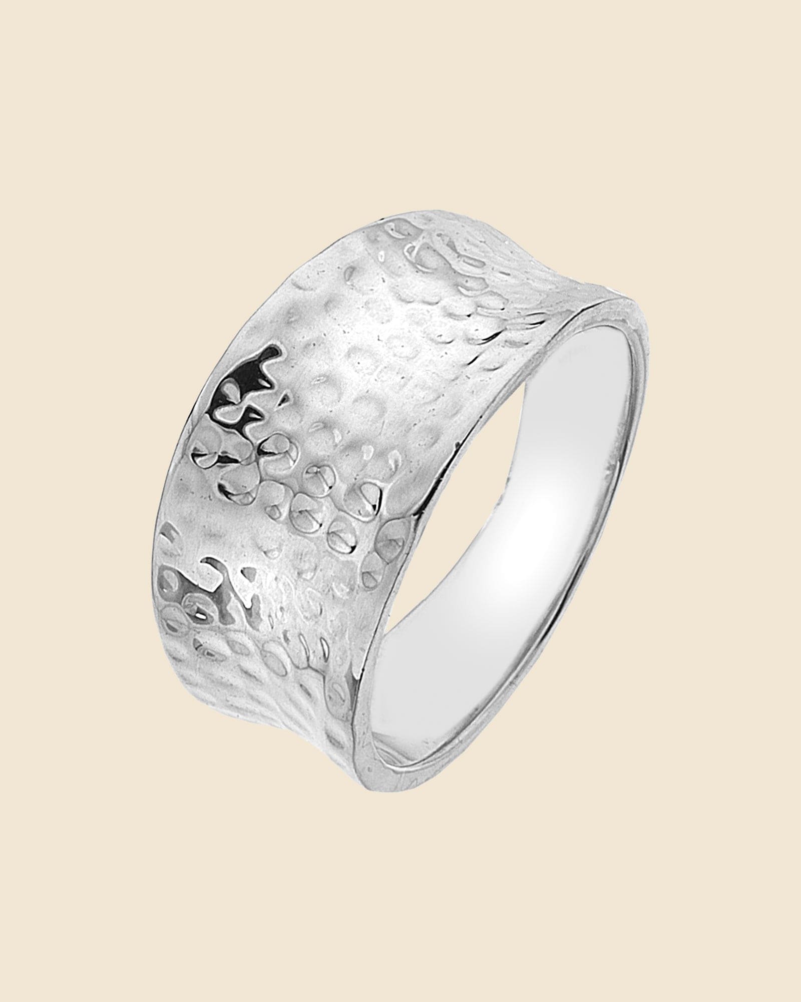 Sterling Silver Hammered Concave Ring