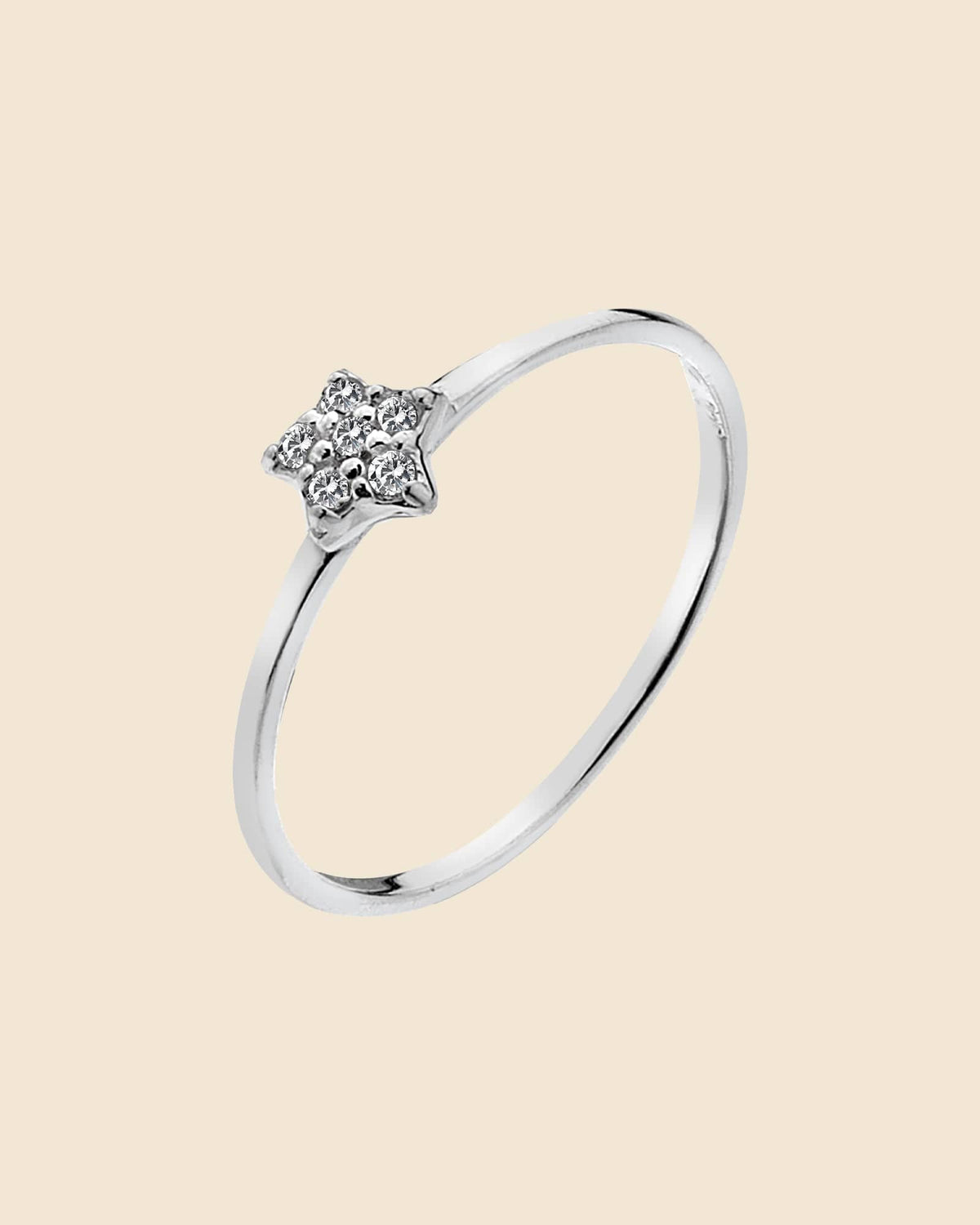 Sterling Silver and Cubic Zirconia Tiny Star Ring