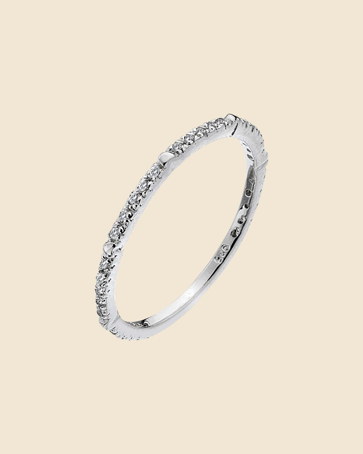 Sterling Silver and Cubic Zirconia Narrow Band Ring
