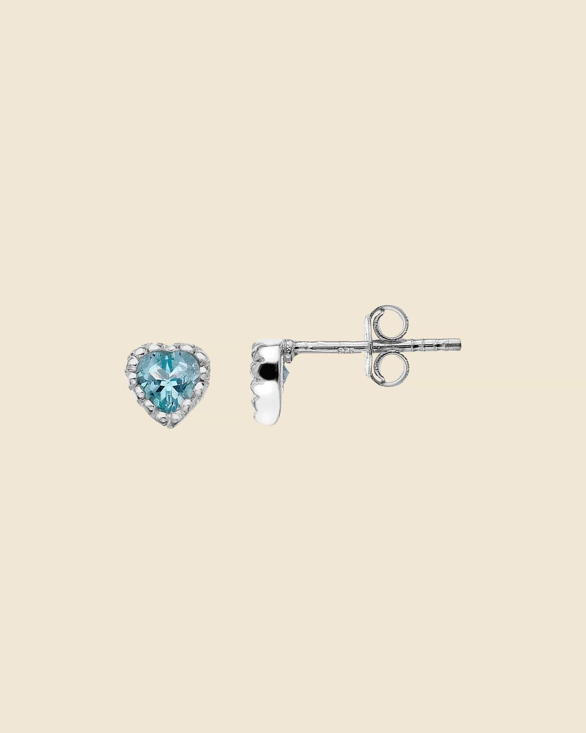 Sterling Silver and Blue Topaz Bobble Heart Studs