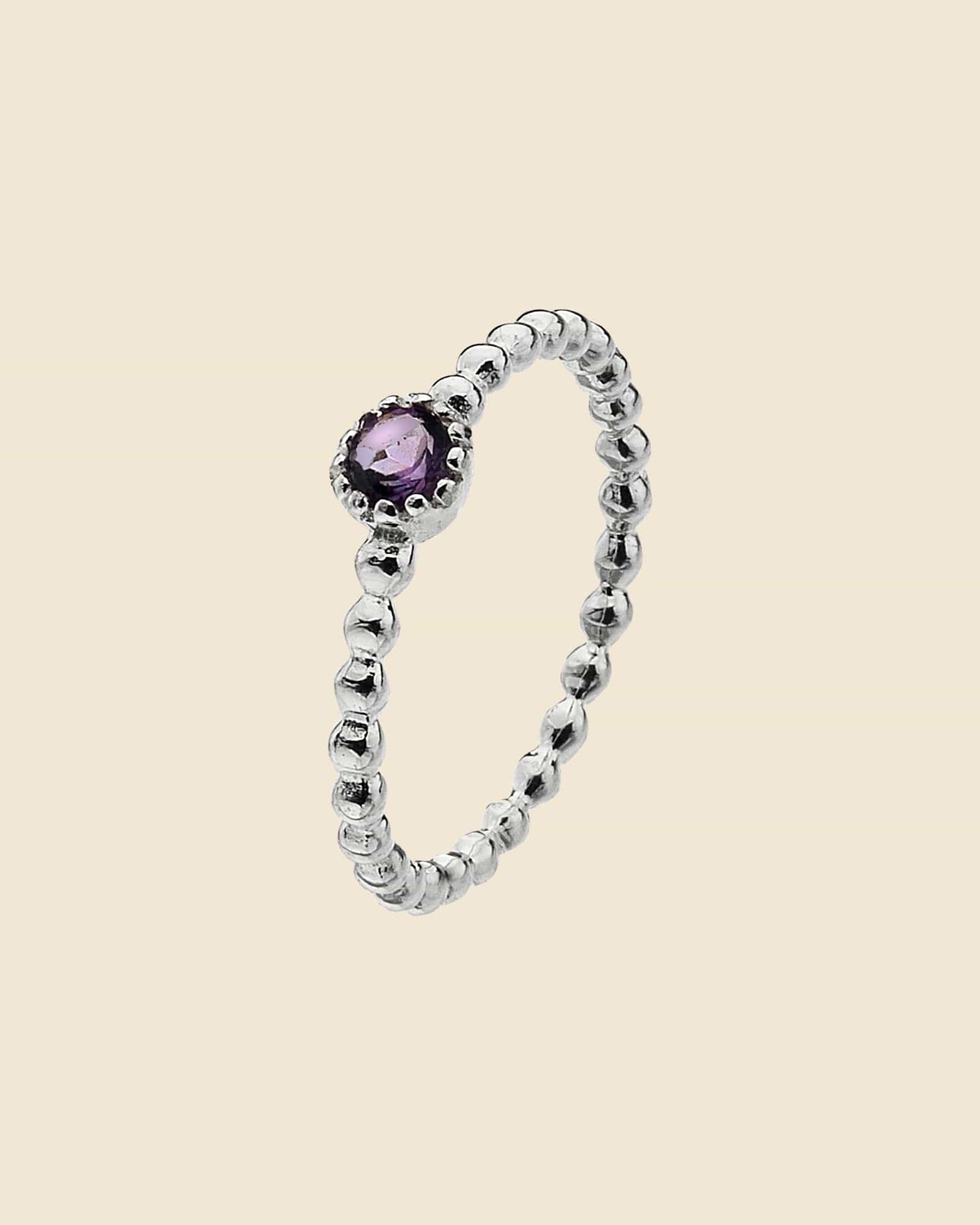 Sterling Silver Round Gemstone Pobble Ring