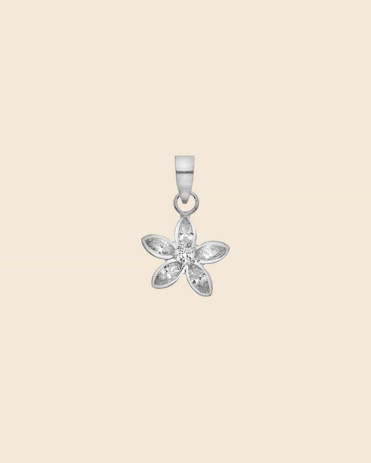 Sterling Silver and Cubic Zirconia Flower Pendant
