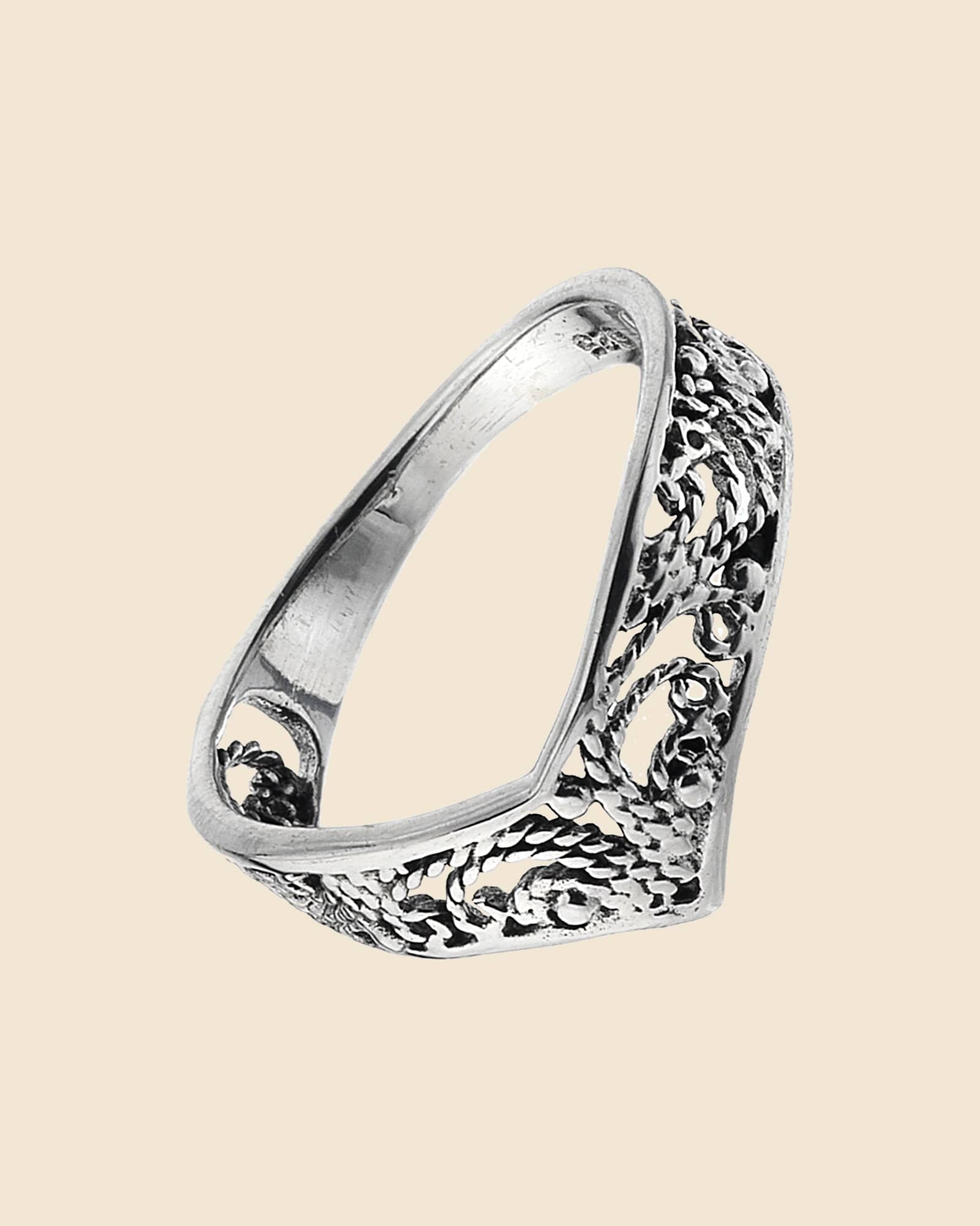 Sterling Silver Filigree Wishbone Ring