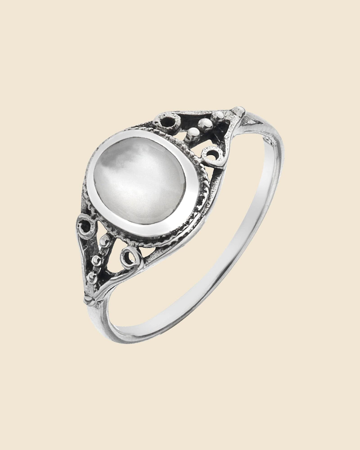 Sterling Silver and Mother of Pearl Boho ring