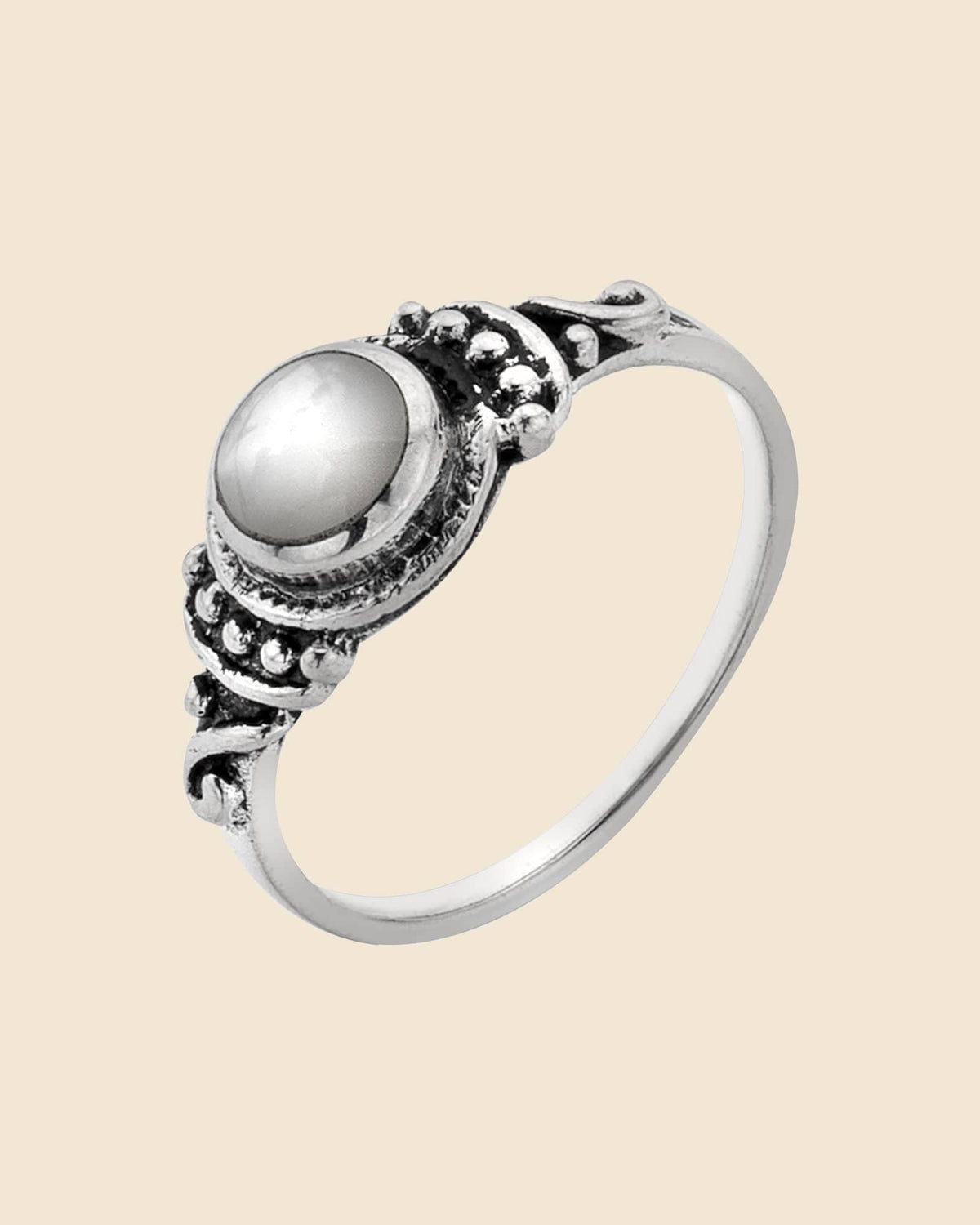 Sterling Silver and Mother of Pearl Dot Ring