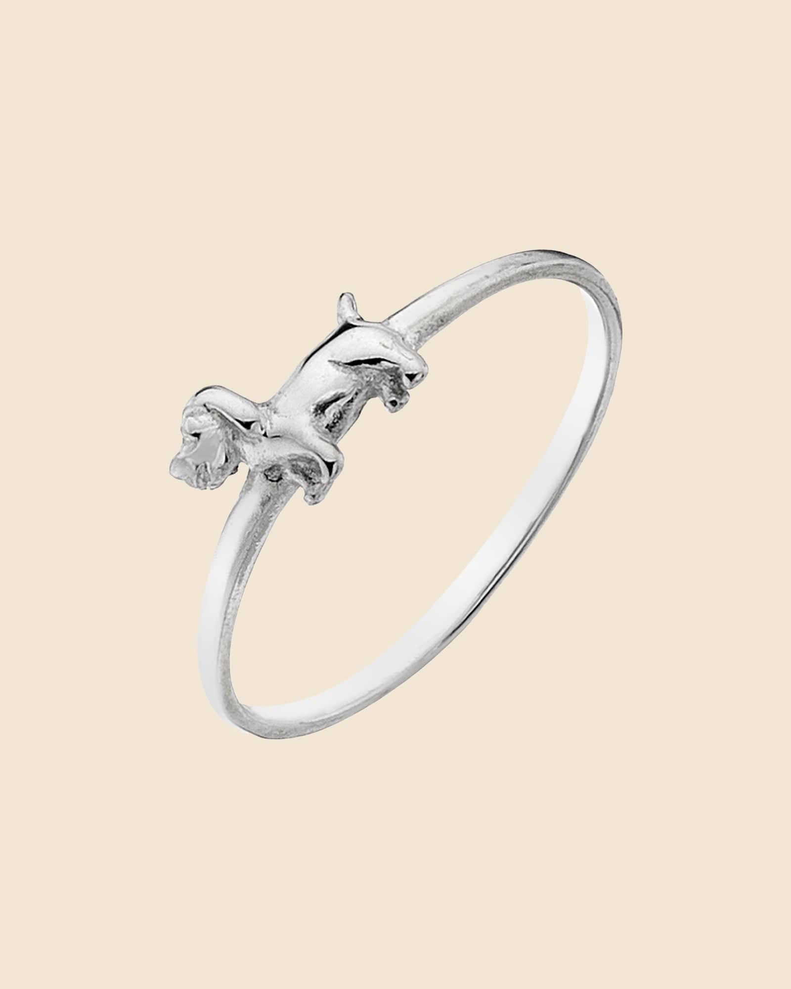 Sterling Silver Tiny Sausage Dog Ring