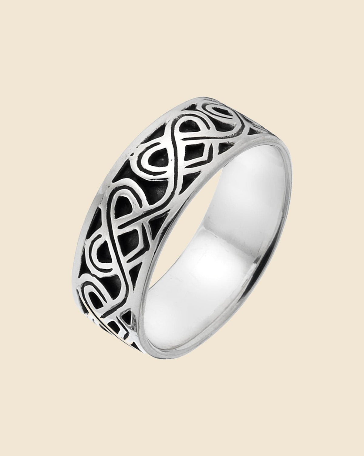Sterling Silver Celtic Linked Hearts Ring