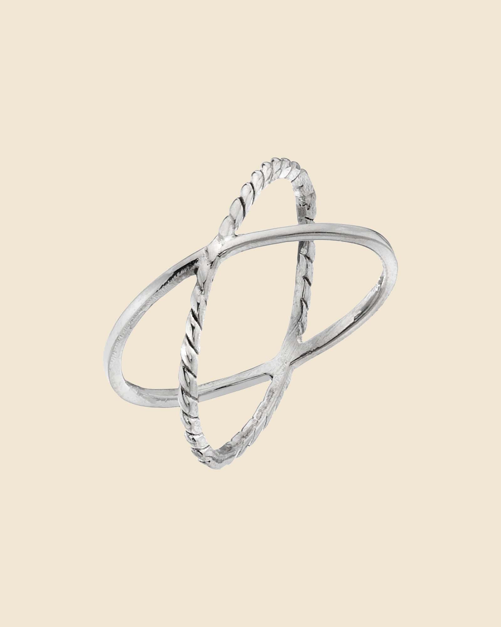 Sterling Silver Textured Cross Over Ring