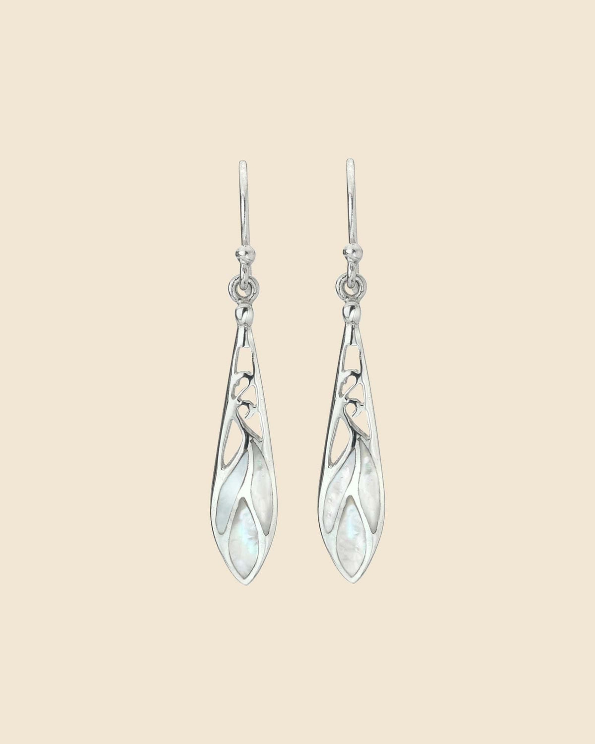 Sterling Silver and Mother of Pearl Leaf Earring