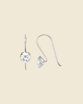 Sterling Silver Simple Solitaire Drop Earrings