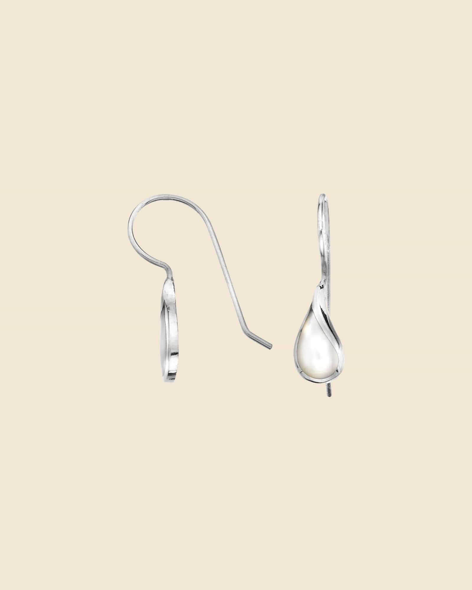 Sterling Silver and Mother of Pearl Elegant Teardrop Earrings