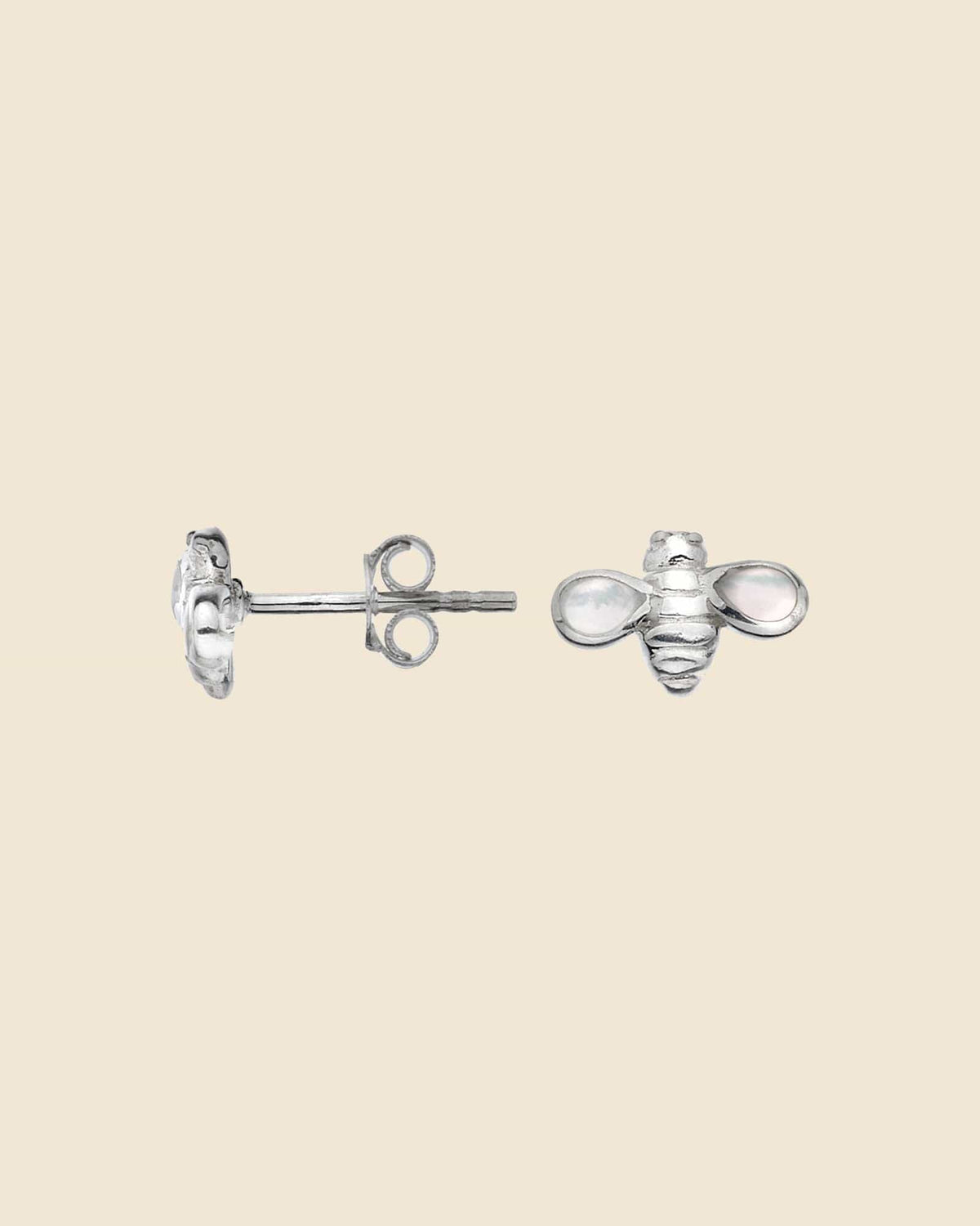 Sterling Silver and Mother of Pearl Bee Studs