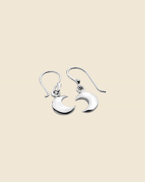 Sterling Silver Simple Crescent Moon Drop Earrings