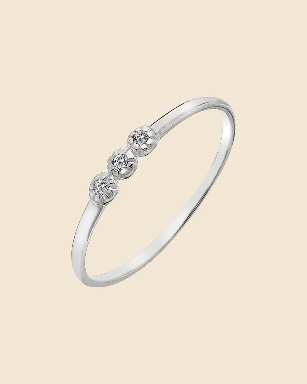 Sterling Silver and Cubic Zirconia 3 Stone Mini Ring