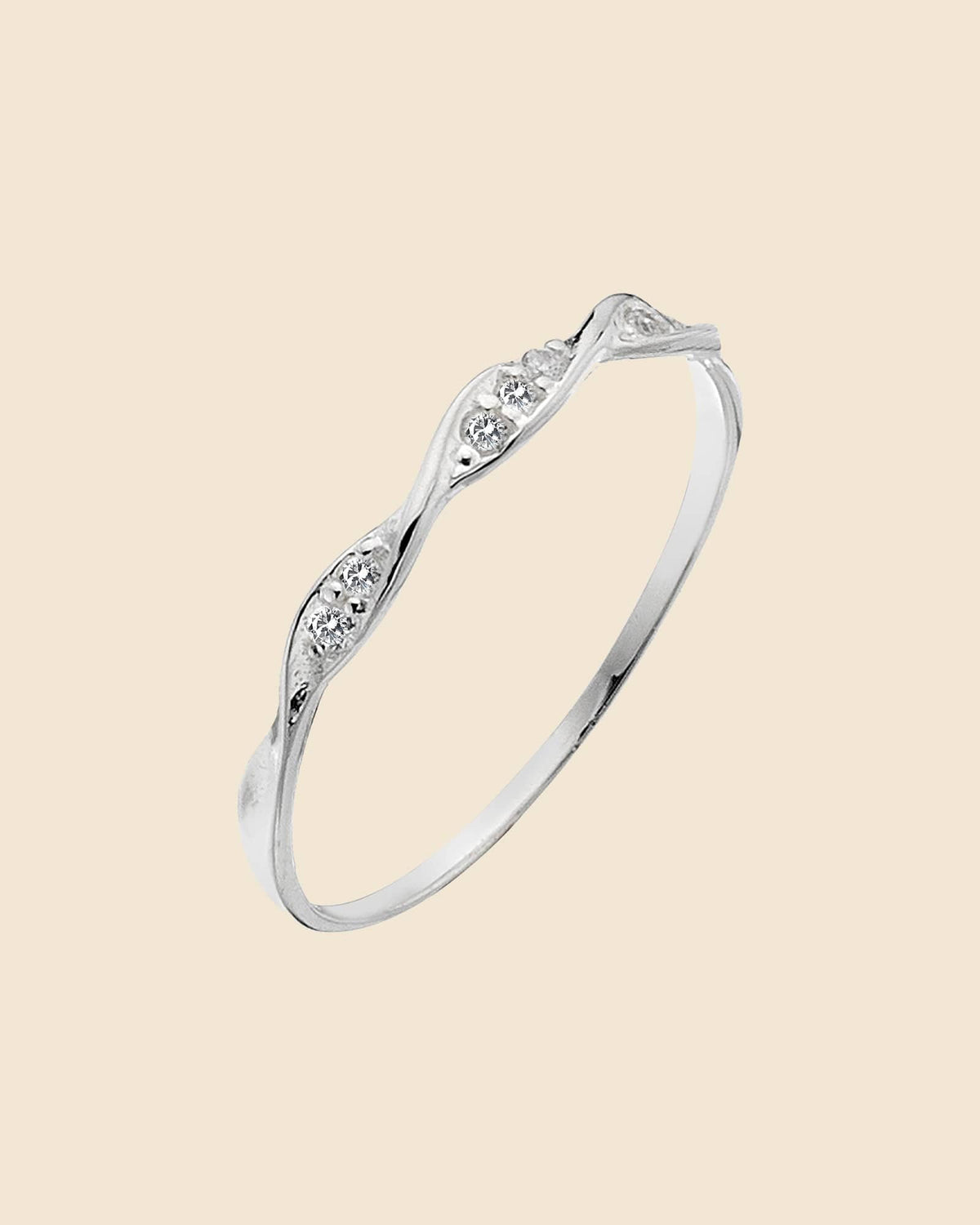 Sterling Silver and Cubic Zirconia Ultra-Fine Twist Ring