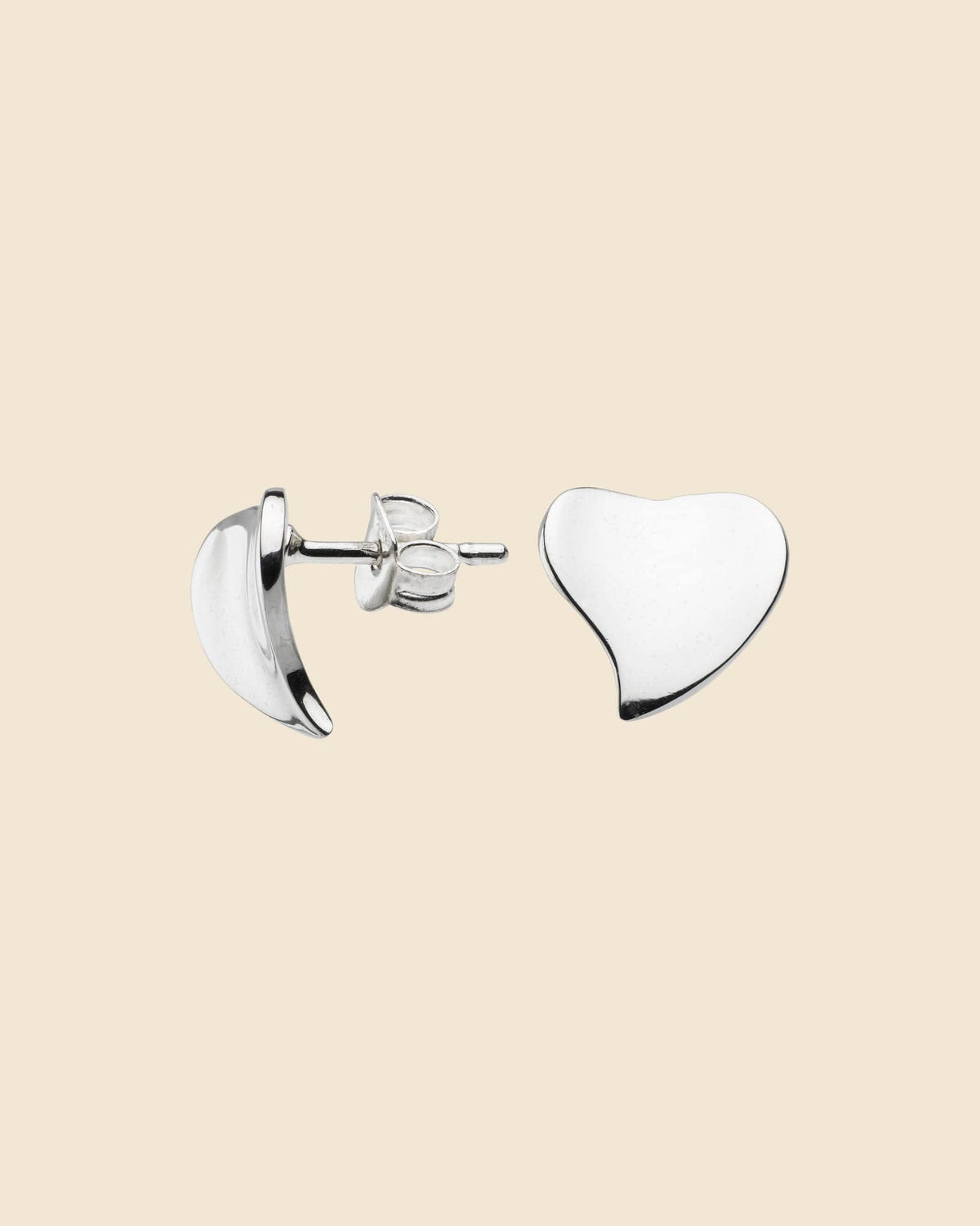 Small Sterling Silver Concave Heart Studs
