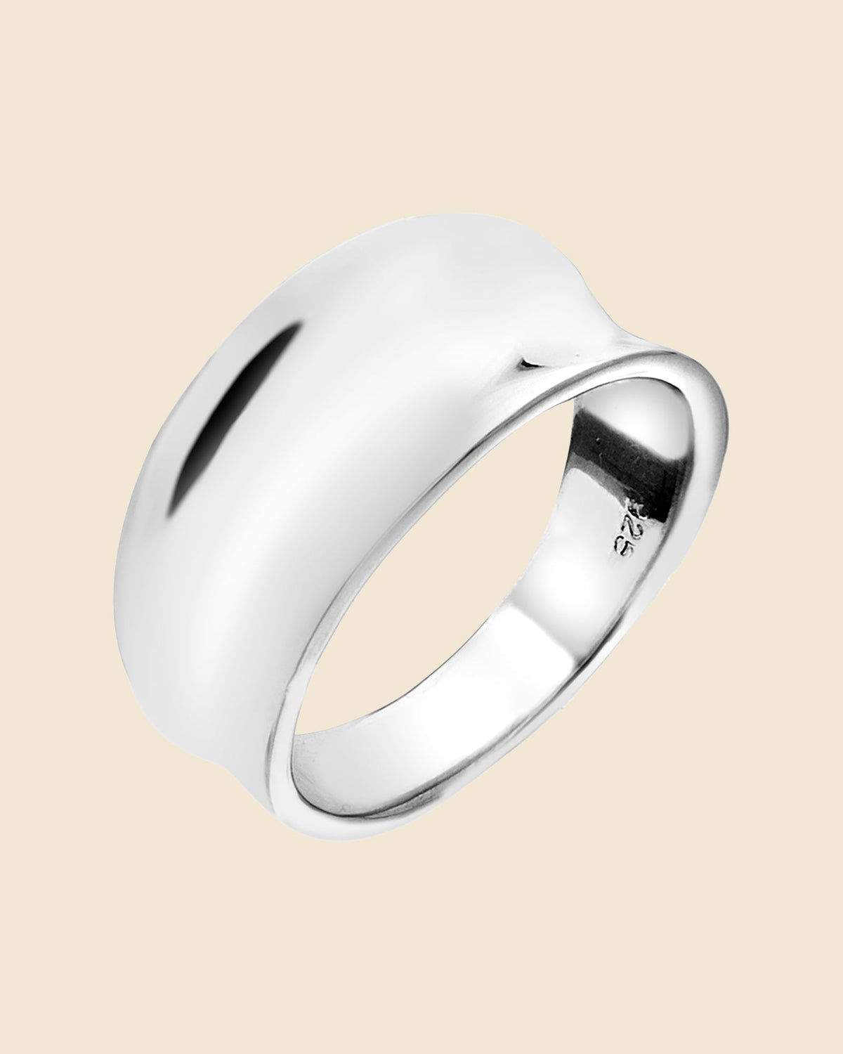 Sterling Silver Concave Silver Ring