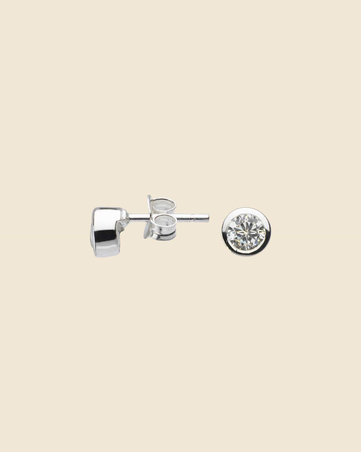 Sterling Silver Surround Cubic Zirconia 4mm Studs