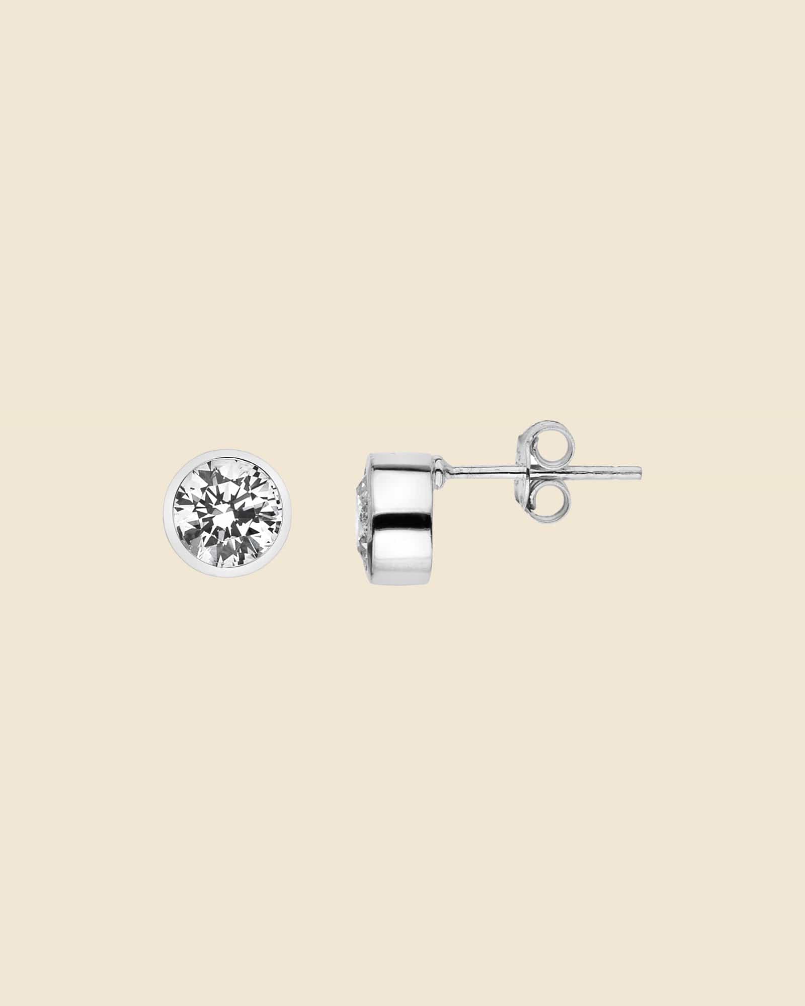 Sterling Silver Surround Cubic Zirconia 6mm Studs