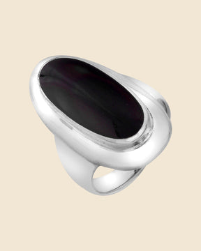 Oval Sterling Silver and Onyx Ring